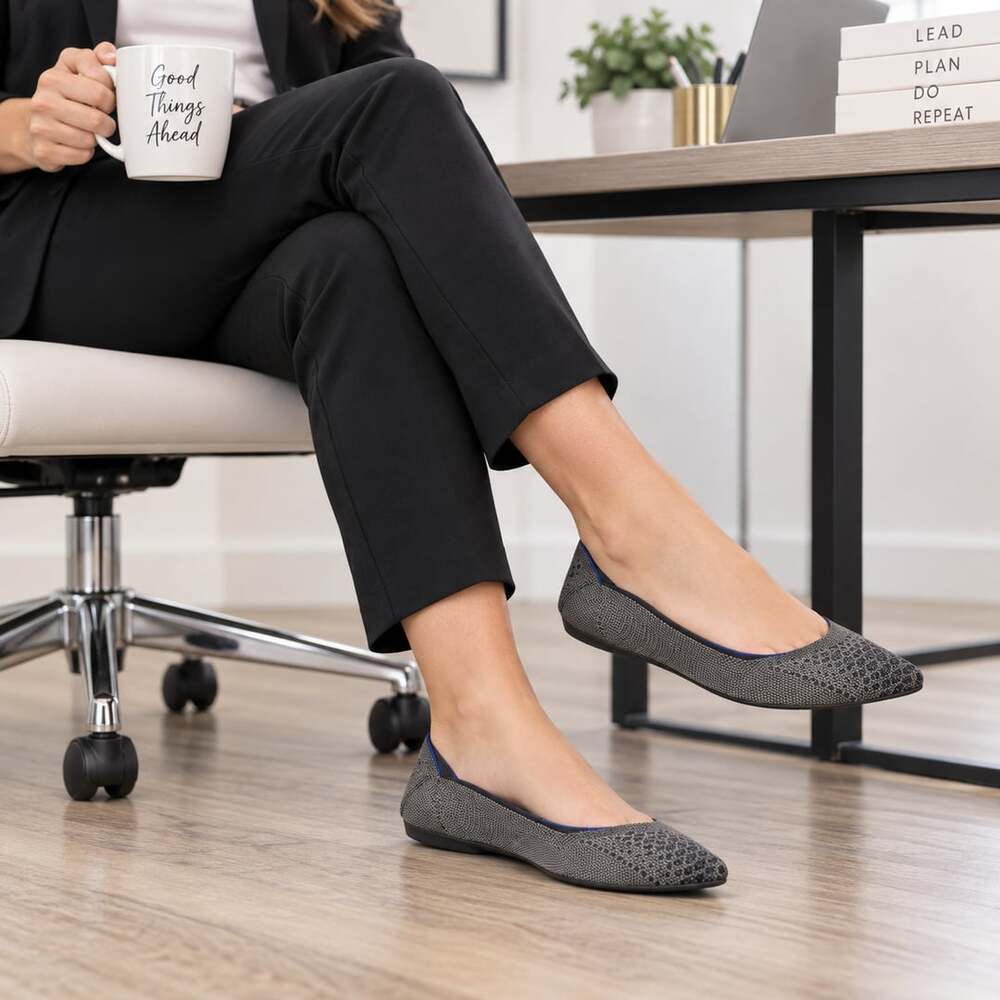 Rothy's The Point Grey Birdseye Knit Pointed Toe Ballet Flats Office Work